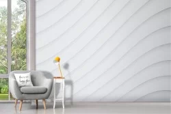 Geometric White Wave Adhesive Wallpaper