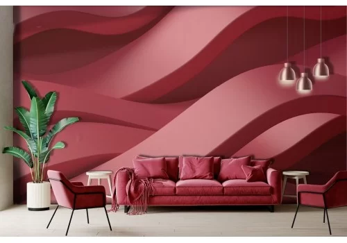 Red 3D geometric wave wallpaper