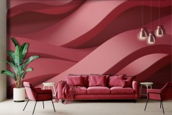 Red 3D geometric wave wallpaper