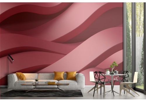 Red 3D geometric wave wallpaper 2