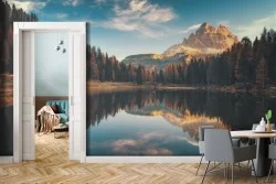 Carta da Parati Adesiva bosco lago e montagna