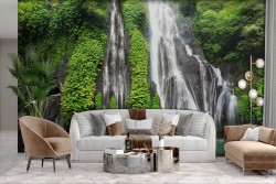 Adhesive Wallpaper forest with green waterfall