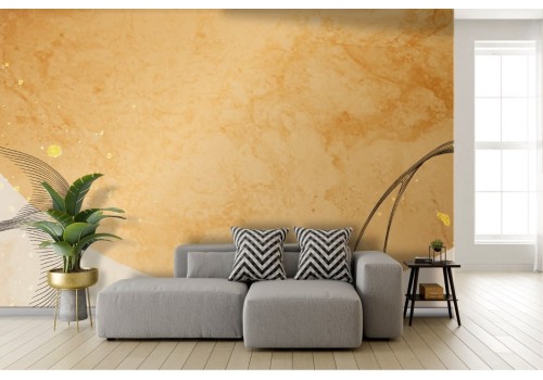 Gold marble wallpaper with stylized birds 2