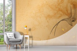 Marble wallpaper with stylized birds