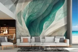 Marble wallpaper with green waves