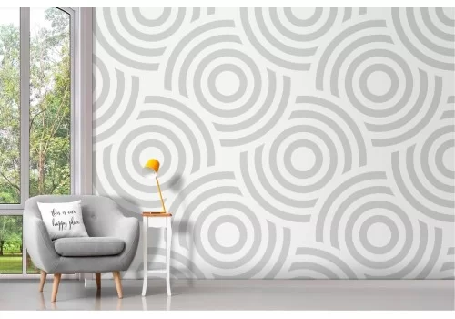 Geometric white circles wallpaper 2