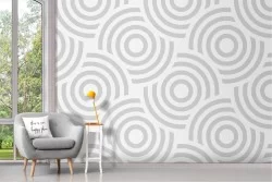 Geometric Circles White Adhesive Wallpaper