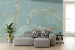 Adhesive Wallpaper Marble with Stylized Gold Leaves