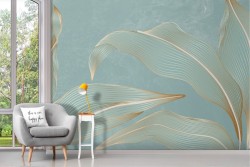 Wallpaper with stylized leaves