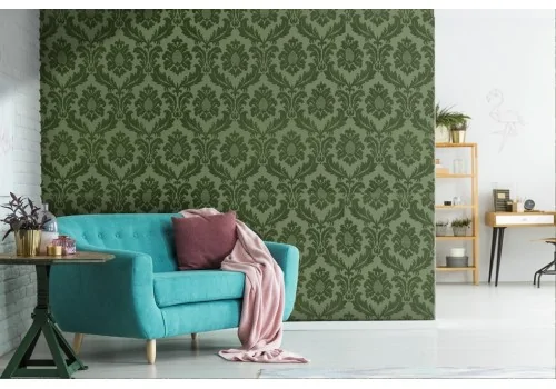 Green Damask Vintage Wallpaper -a465