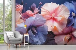 Carta da Parati fiori 3d colorati