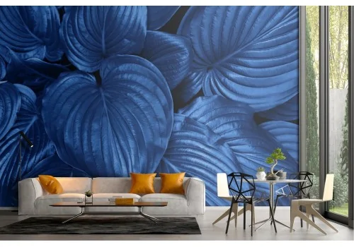 Carta da Parati foglie tropicali blu moderne 2