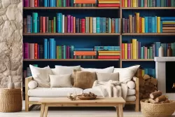 Carta da parati libreria colorata illustrazione