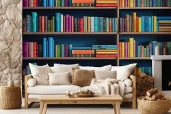 Carta da parati libreria colorata illustrazione