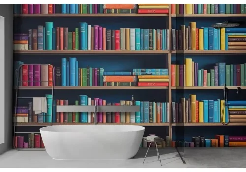 Carta da parati libreria colorata illustrazione 2