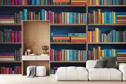 Carta da parati libreria: colore e creatività