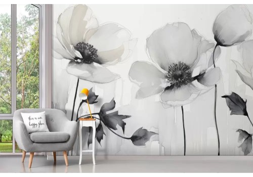 Carta da parati fiori stilizzata 2