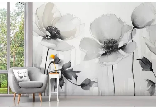 Carta da parati fiori stilizzata 2