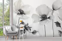 Carta da parati fiori monocromatica