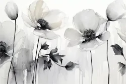 Carta da parati fiori in bianco e nero per un tocco chic.