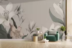 Carta da parati fiori vintage pastello