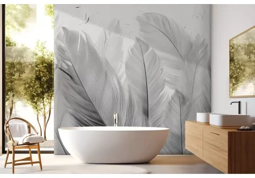 Carta da parati piume bianco e nero