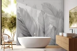 Carta da parati piume in bianco e nero