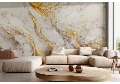 Carta da parati effetto marmo oro