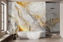 Carta da parati effetto marmo dorato: eleganza pura