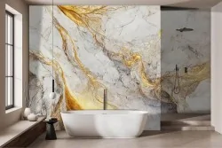 Carta da parati effetto marmo dorato: eleganza pura