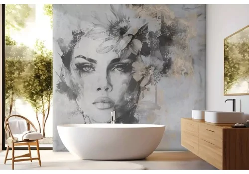 Carta da parati volto artistico astratto