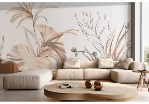 Carta da parati foglie tropicali pastello