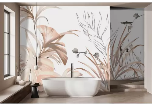 Carta da parati foglie tropicali pastello 2