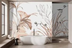 Atmosfera tropicale con foglie pastello per il tuo bagno