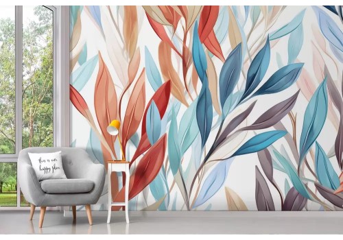 Carta da parati foglie colorate 2