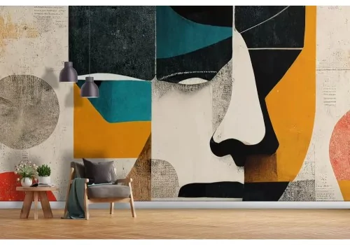 Carta da parati volto astratto geometrico