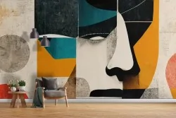 Carta da parati volto astratto geometrico