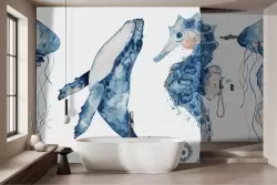 Carta da parati animali marini acquerello