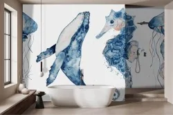 Carta da parati animali marini acquerello