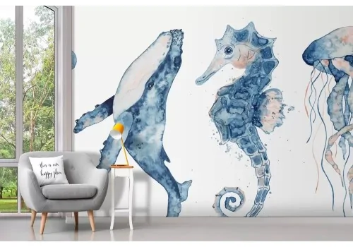 Carta da parati animali marini acquerello 2
