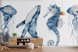 Stile marino con design acquerello blu per la tua casa al mare