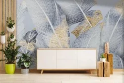 Eleganza naturale con piume blu dorate