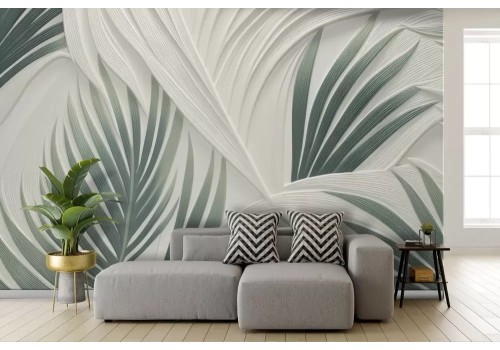 Carta da parati foglie in rilievo