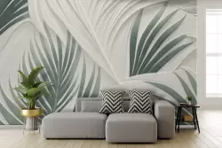 Carta da parati foglie in rilievo