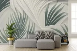 Carta da parati foglie in rilievo