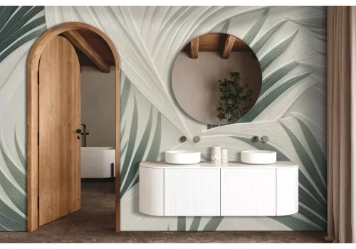 Carta da parati foglie in rilievo 2