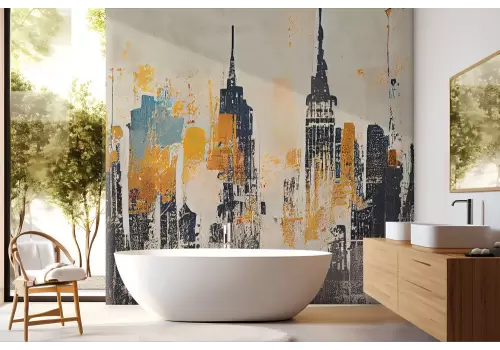 Carta da parati skyline urbano astratto