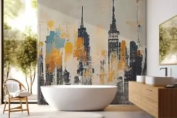 Carta da parati skyline urbano astratto