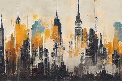 Carta da parati urbana con skyline astratto