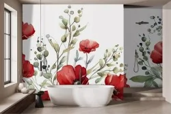 Carta da parati papaveri acquerello